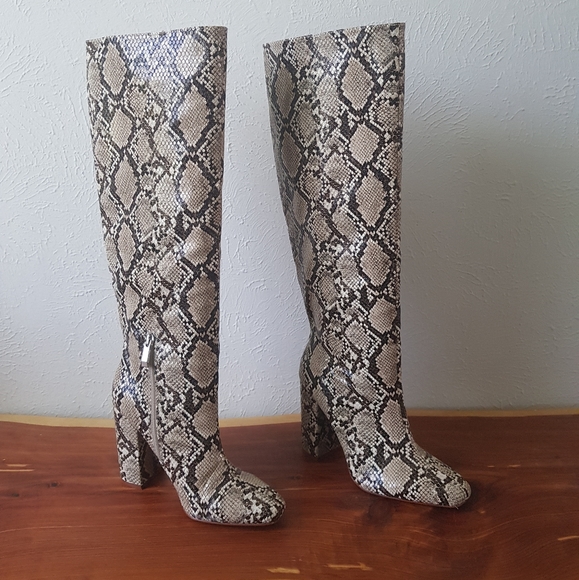 snake print knee high boots zara